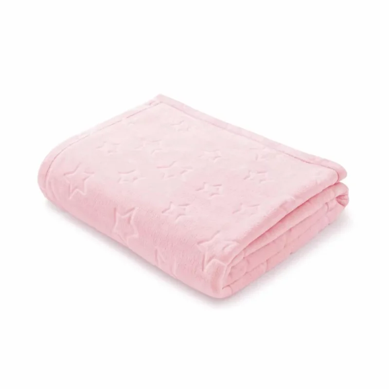 Kocyk pluszowy z gwiazdkami 140×200 powder pink