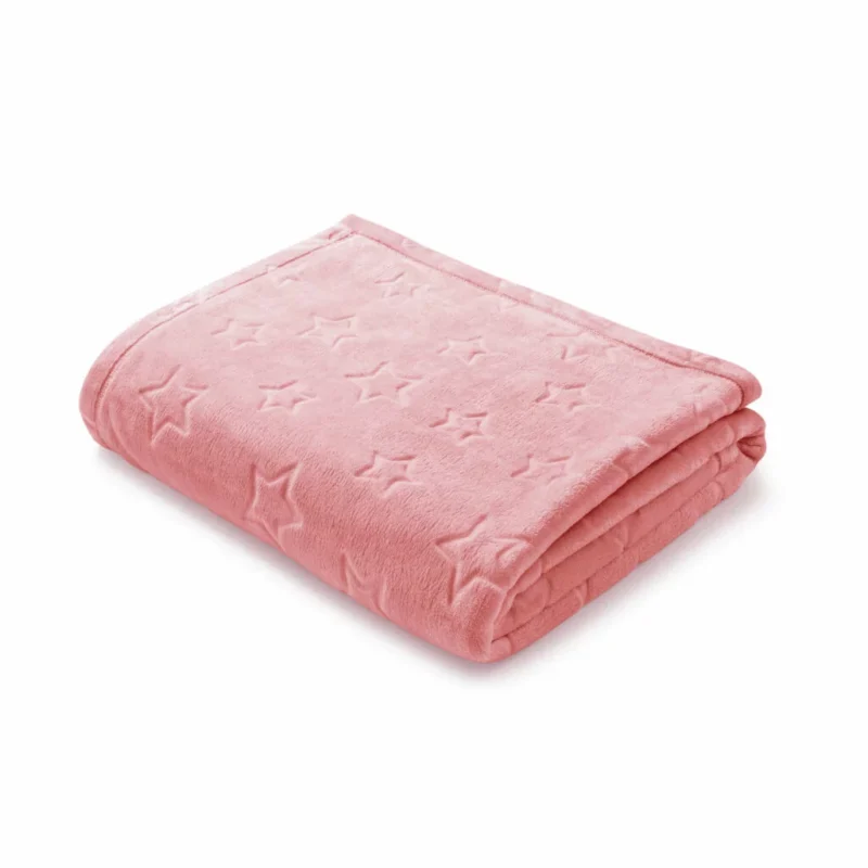 OUTLET***Kocyk pluszowy z gwiazdkami 140×200 coral (411)