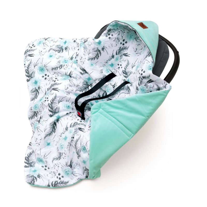 Otulacz do fotelika samochodowego - Garden Mint z velvetem mint
