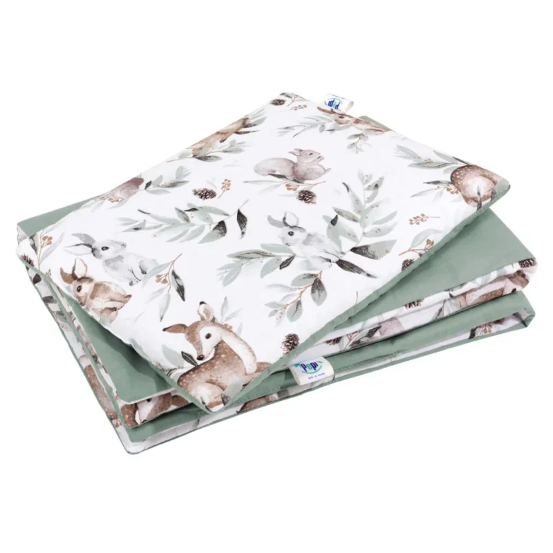 Zestaw poduszka 25x35 i kocyk 55x75 - Green Groove - bawełna