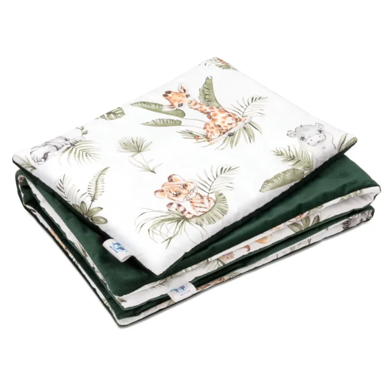 Zestaw kocyk 55×75 i płaska poduszka 25×35 Afrimals z velvetem