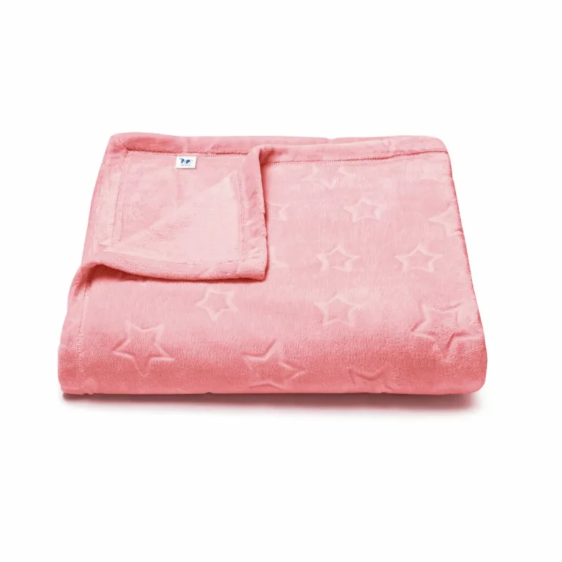 OUTLET***Kocyk pluszowy z gwiazdkami 140×200 coral (411) - obrazek 2
