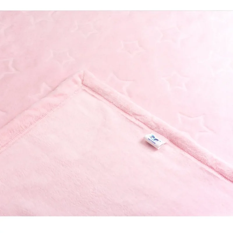Kocyk pluszowy z gwiazdkami 100×140 powder pink - obrazek 3