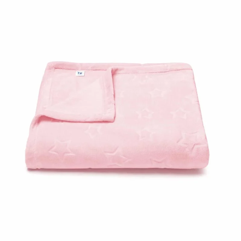 Kocyk pluszowy z gwiazdkami 100×140 powder pink - obrazek 2
