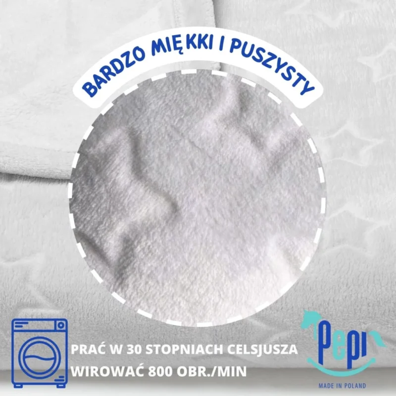 Kocyk pluszowy z gwiazdkami 70×100 grey silver - obrazek 5