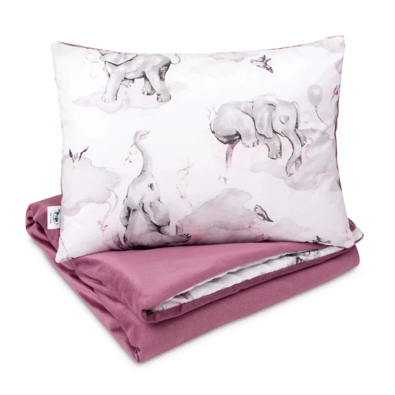 Zestaw kocyk 75×100 i poduszka 30×40 Eledreams Pink z velvetem