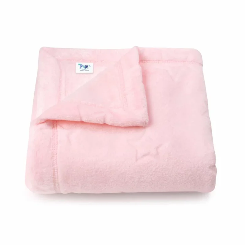 Kocyk pluszowy z gwiazdkami 70×100 powder pink - obrazek 2