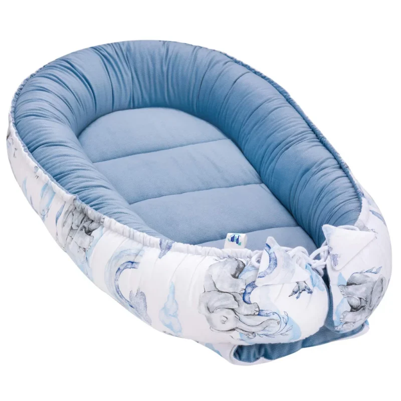 Komfortowy dwustronny kokon - Eledreams Blue z velvetem - obrazek 4