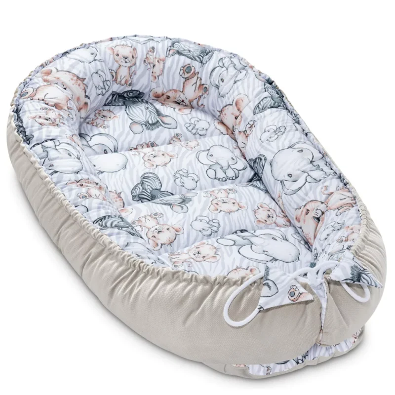 Komfortowy dwustronny kokon - Safari z velvetem cappucino