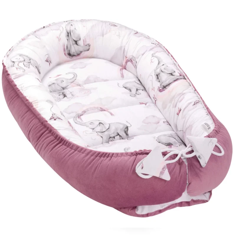 Komfortowy dwustronny kokon - Eledreams Pink z velvetem
