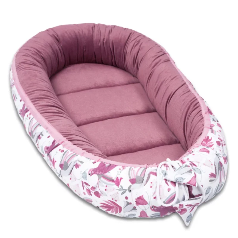 Zestaw kokon z rożkiem - Hummingbird old rosa - bawełna/velvet - obrazek 3