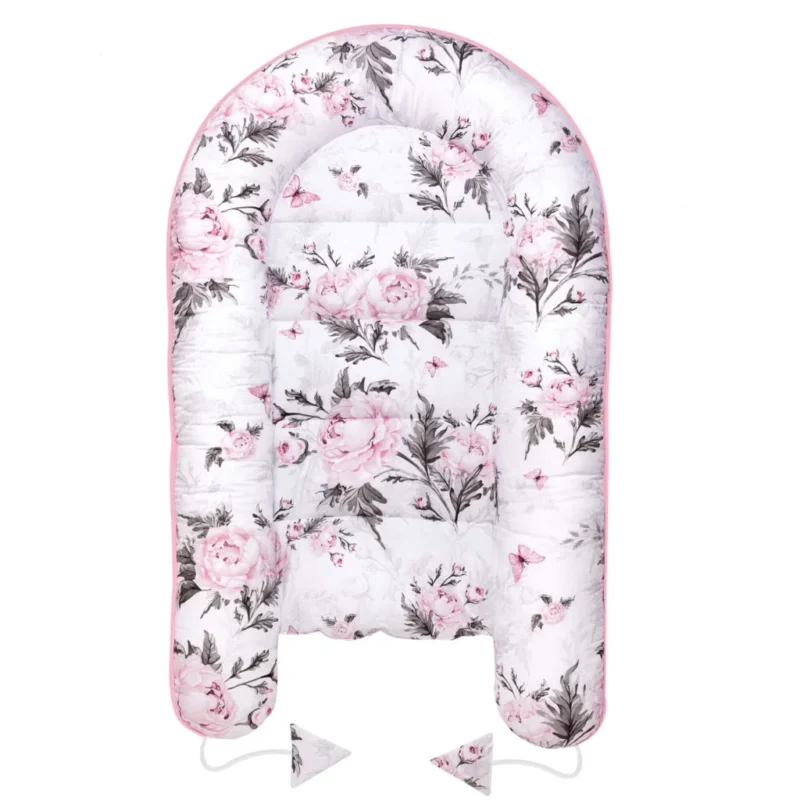 Wyprawka niemowlęca 5-elementowa - Pink Flowers - bawełna - obrazek 3
