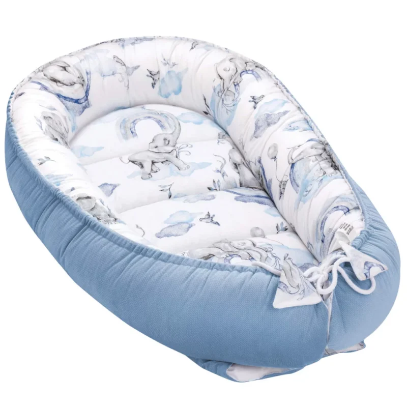 Komfortowy dwustronny kokon - Eledreams Blue z velvetem