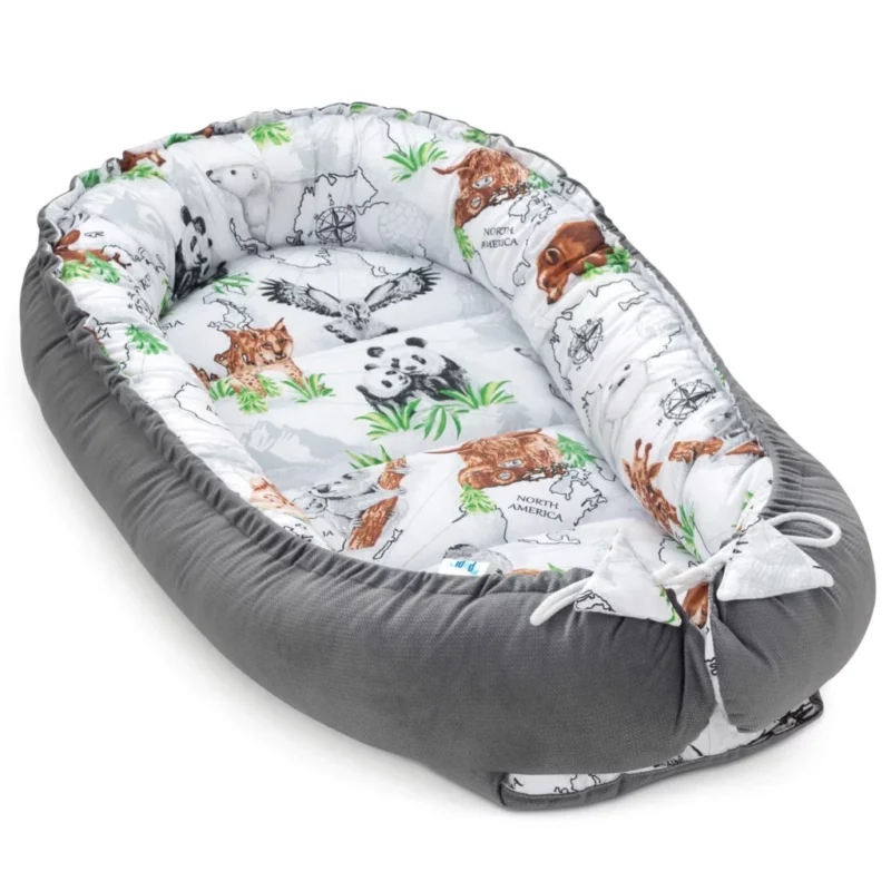 Wyprawka niemowlęca 5-elementowa - Wild Land dark grey - bawełna/velvet - obrazek 2