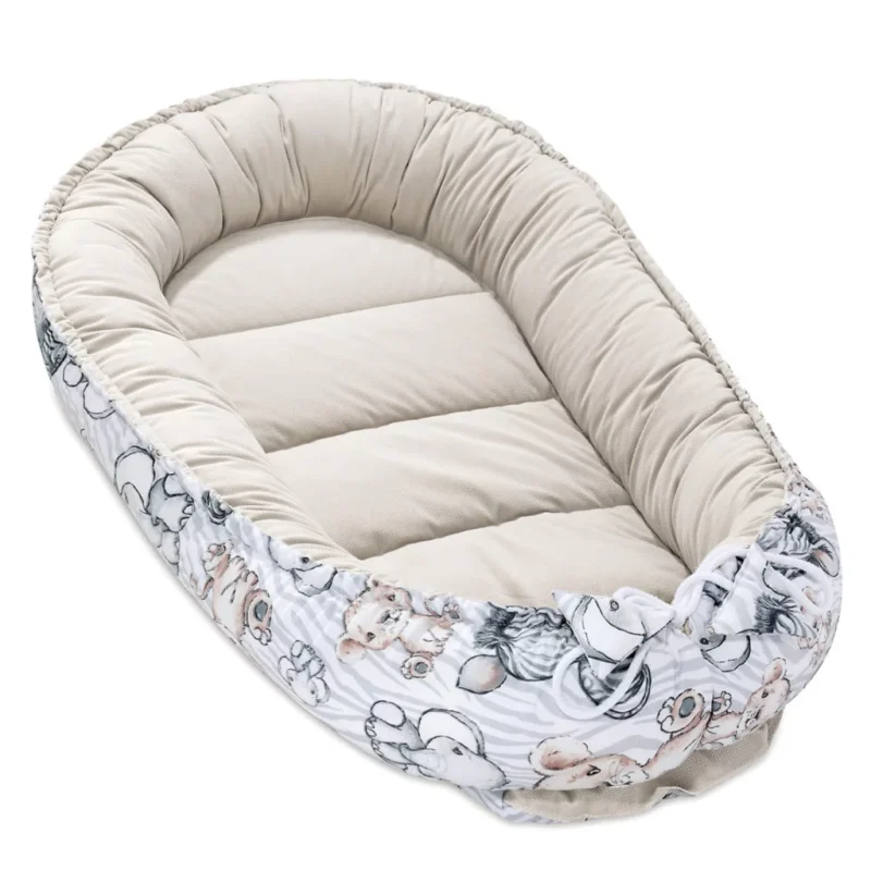 Zestaw kokon z rożkiem - Safari cappucino - bawełna/velvet - obrazek 4