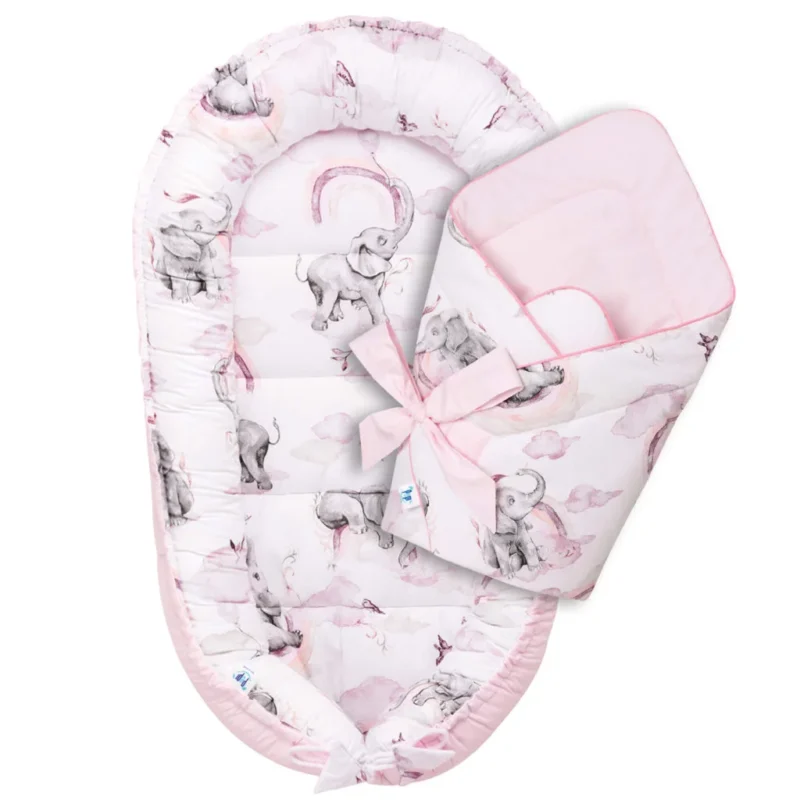 Zestaw kokon z rożkiem - Eledreams Pink - bawełna