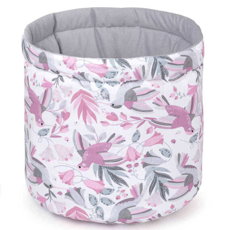 Koszyk Pojemnik z Materiału na Akcesoria dla Niemowlaka Hummingbird z velvetem grey - obrazek 2