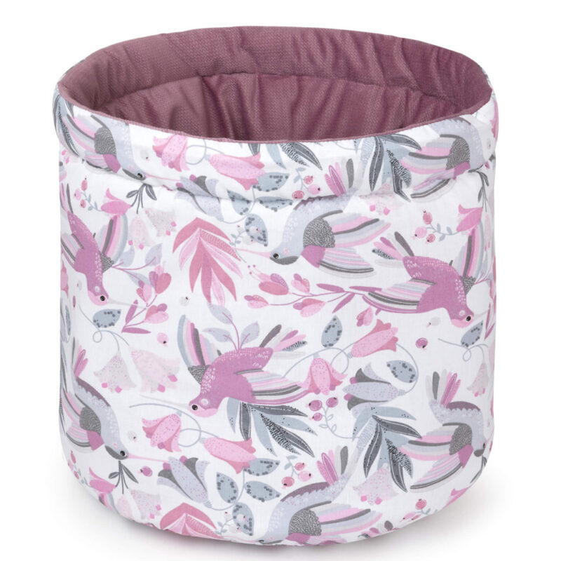 Koszyk Pojemnik z Materiału na Akcesoria dla Niemowlaka Hummingbird z velvetem old rosa - obrazek 2