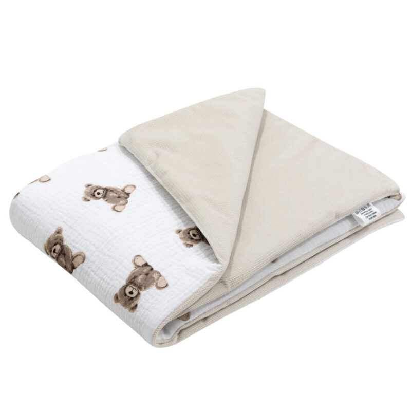 Kocyk 55x75 z muślinu bawełnianego z wypełnieniem Sweet Teddy velvet cappucino