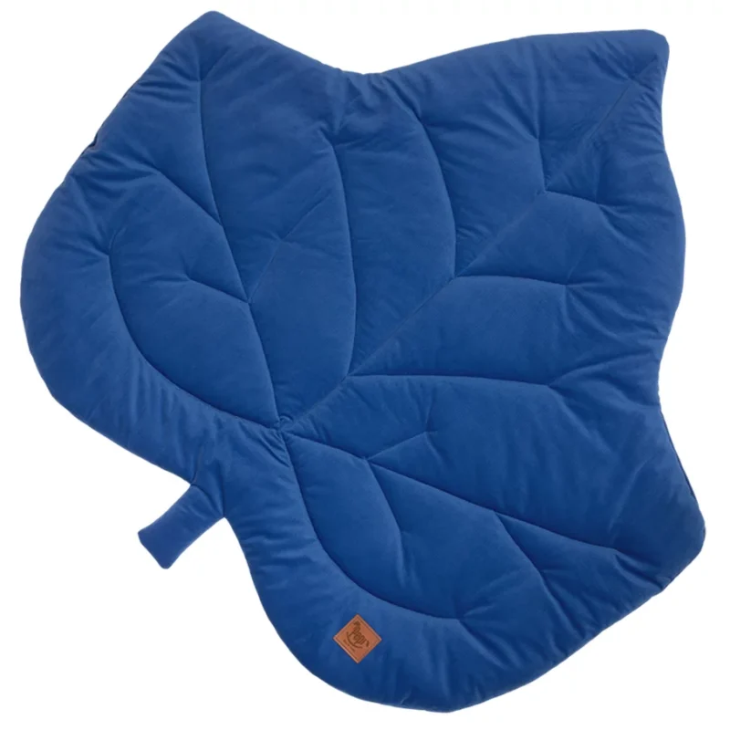 Mata do zabawy liść z velvetem dark blue