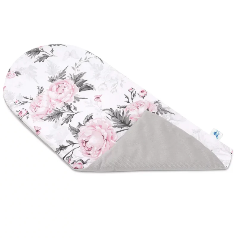 Wyprawka niemowlęca 5-elementowa - Pink Flowers grey - bawełna/velvet - obrazek 6