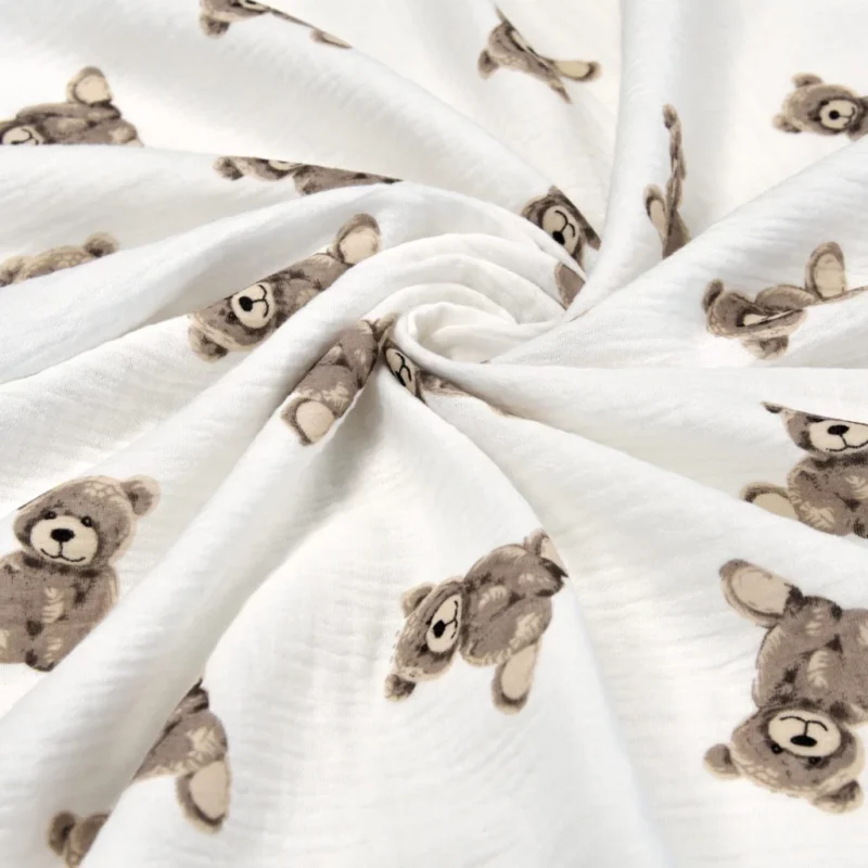 Dziecięca chustka muślinowa z daszkiem PREMIUM M Sweet Teddy - obrazek 3