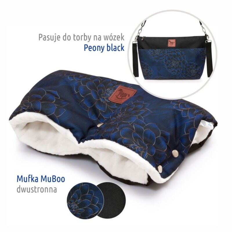 Torba wodoodporna do wózka shopper Peony black - obrazek 4