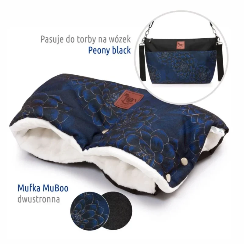 Torba wodoodporna do wózka shopper Peony black - obrazek 4