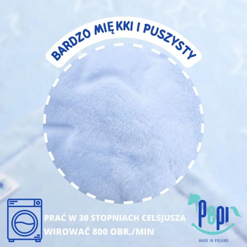 Poszewka na poduszkę z pluszu w gwiazdki 50x50 - blue baby - obrazek 4