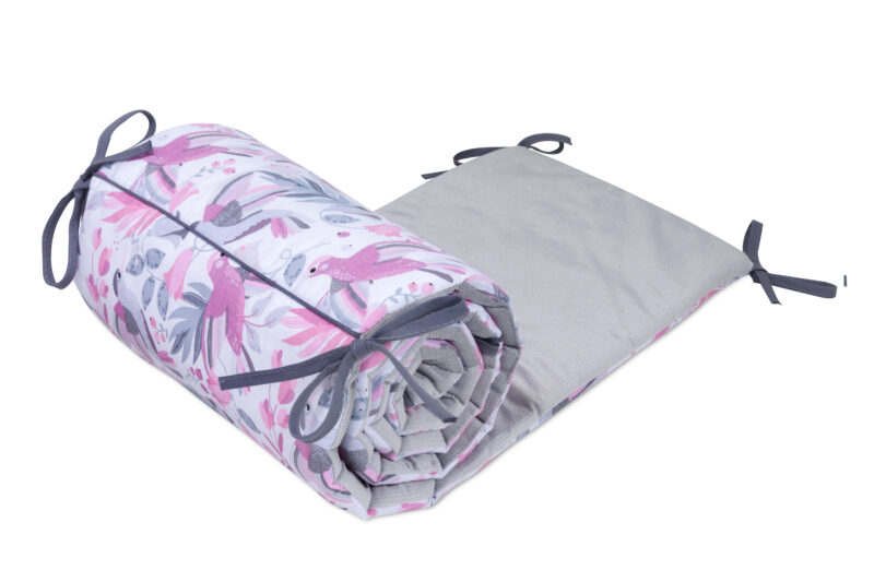 Ochraniacz do łóżeczka Hummingbird z velvetem grey - obrazek 2