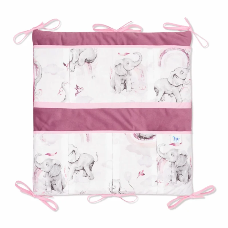 Bawełniany organizer do łóżeczka 52×52 Eledreams Pink z velvetem