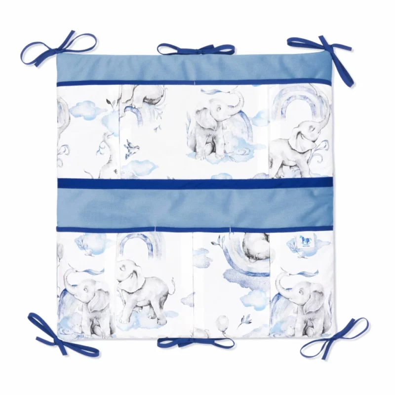 Bawełniany organizer do łóżeczka 52×52 Eledreams Blue z velvetem