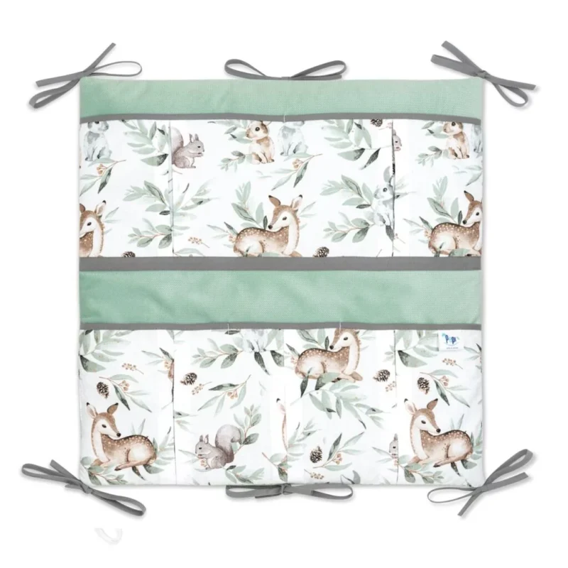 Bawełniany organizer do łóżeczka 52×52 Green Groove z velvetem
