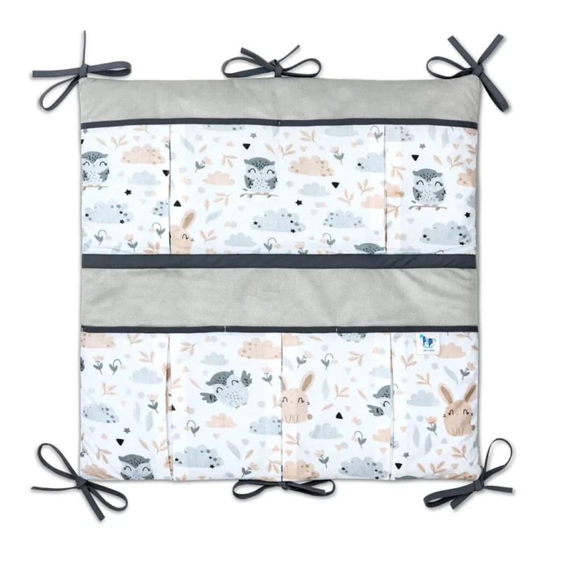 Bawełniany organizer do łóżeczka 52×52 Forest Friends z velvetem