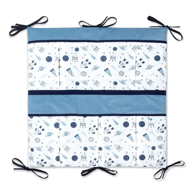 Bawełniany organizer do łóżeczka 52×52 Magic Space z velvetem jeans