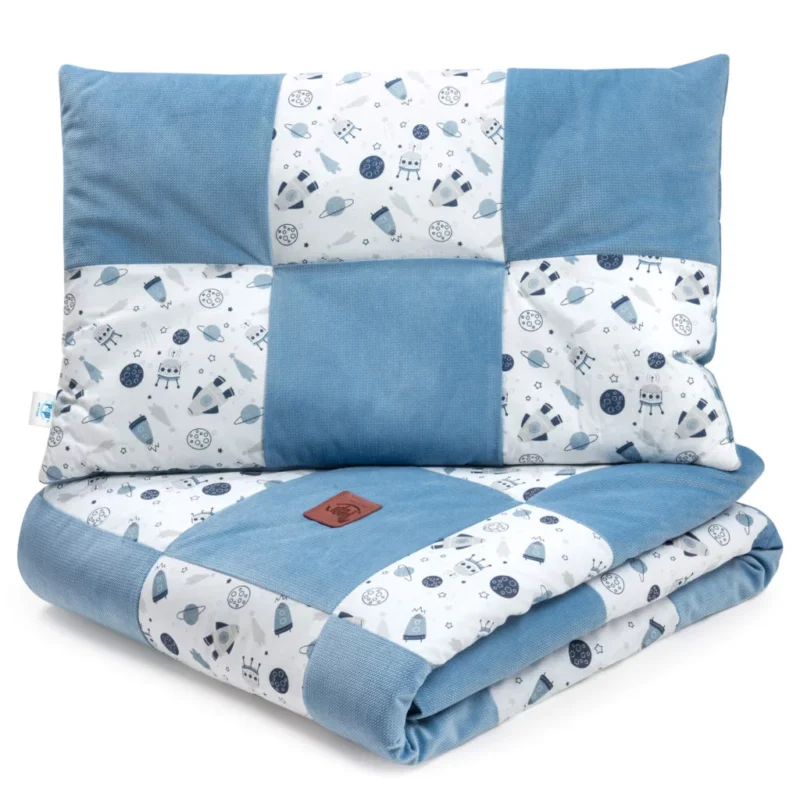 Kołderka patchwork 100×140 z płaską poduszką 40×60 Magic Space z velvetem