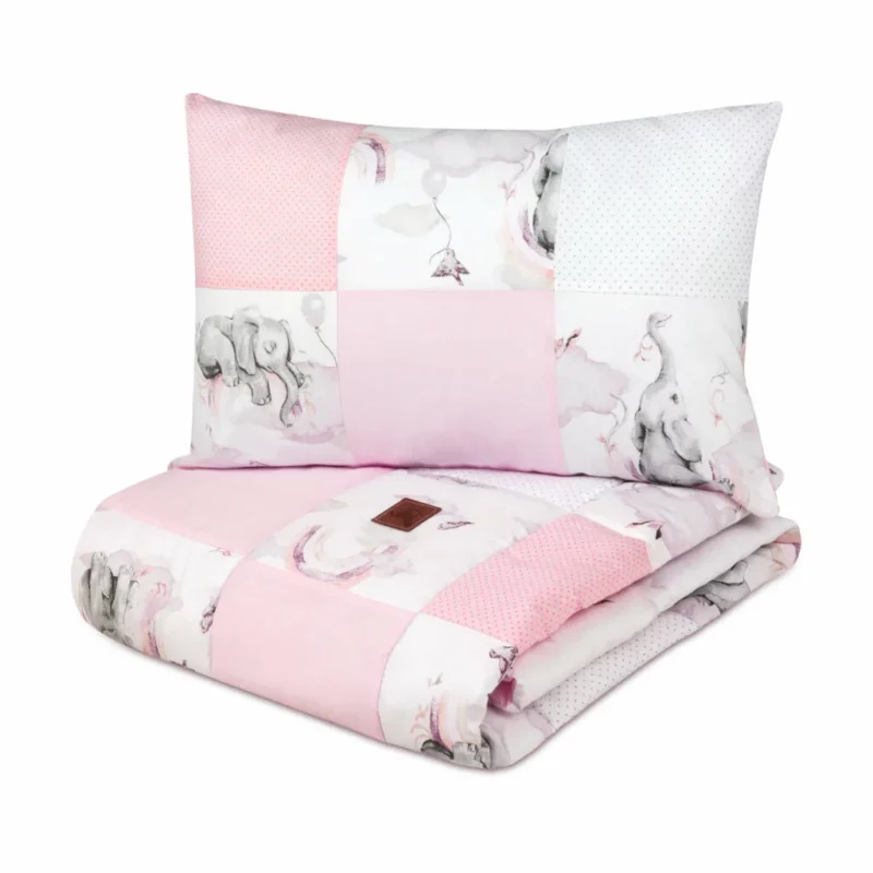 Kołderka patchwork 100×140 z poszewką na poduszkę 40×60 Eledreams Pink