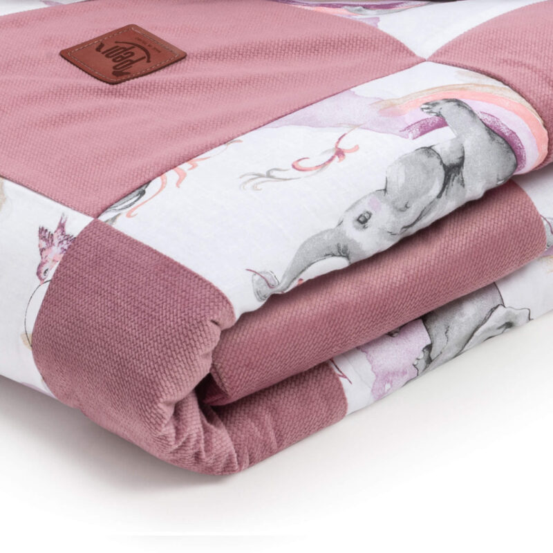 Kołderka patchwork 100×140 z płaską poduszką 40×60 Eledreams Pink z velvetem - obrazek 4