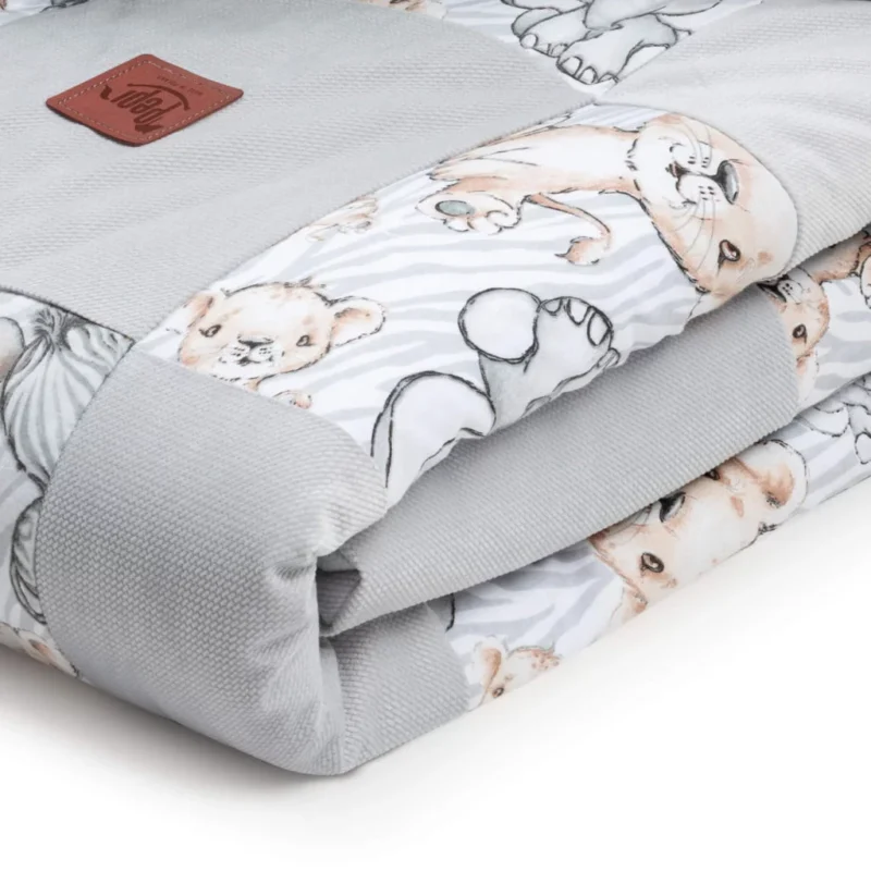 Kołderka patchwork 100×140 Safari z velvetem grey - obrazek 2