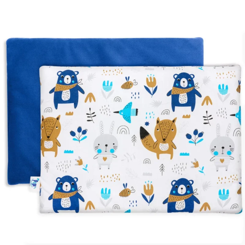 Poduszka płaska 30×40 - Blue Bear - bawełna/velvet - obrazek 2