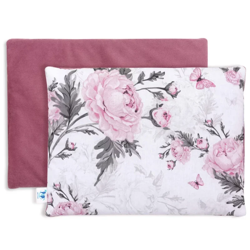 Poduszka płaska 30×40 - Pink Flowers old rosa - bawełna/velvet - obrazek 2