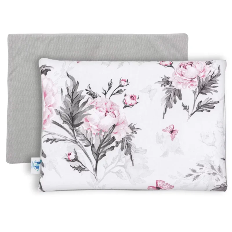 Wyprawka niemowlęca 5-elementowa - Pink Flowers grey - bawełna/velvet - obrazek 5