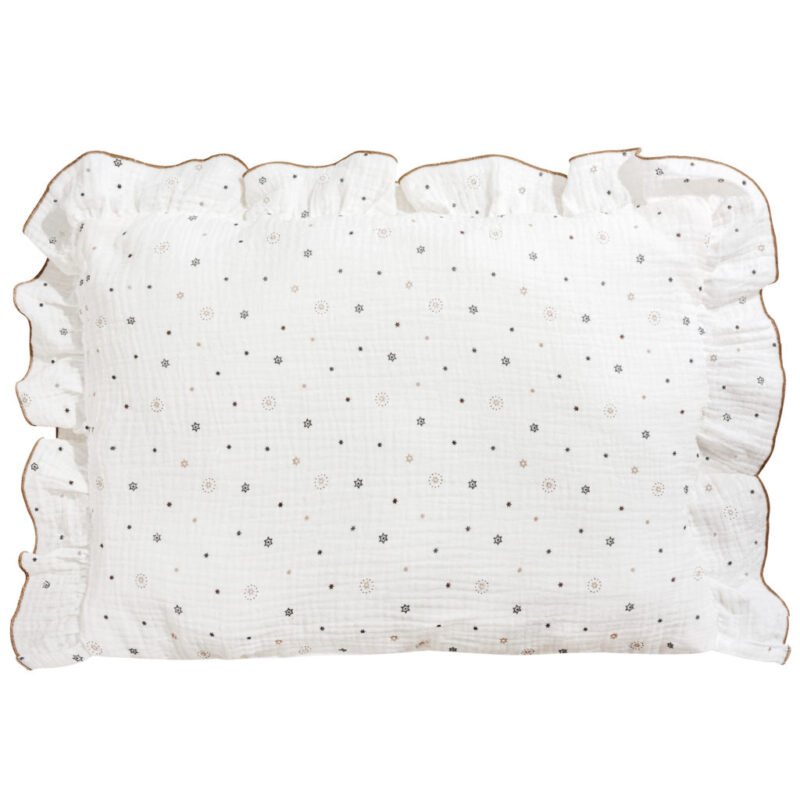Zestaw Muślinowy z falbankami Premium kocyk 75×100 i poduszka 30×40 Gold Galaxy - obrazek 2