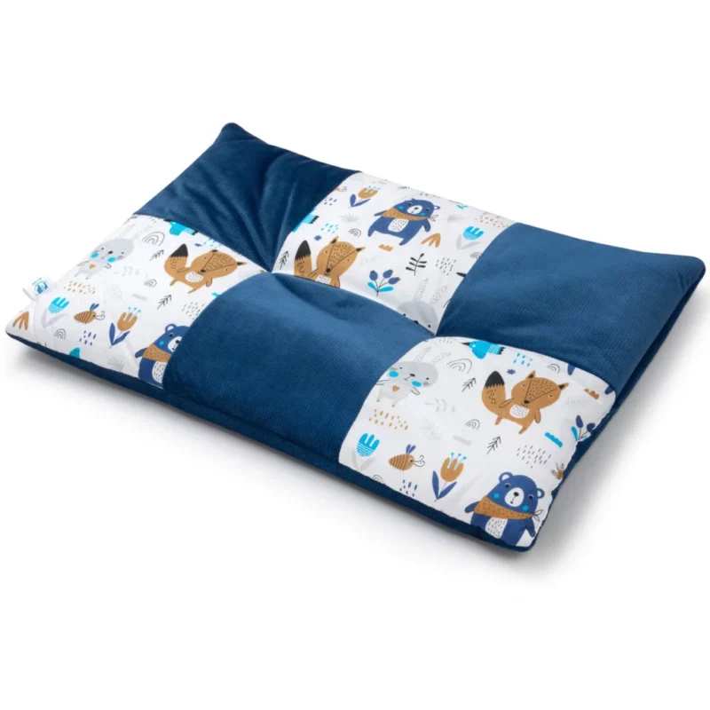 Płaska poduszka patchwork 60×40 - Blue Bear z velvetem
