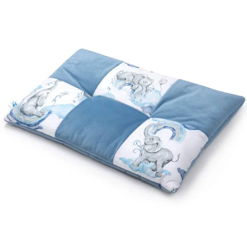 Płaska poduszka patchwork 60×40 - Eledreams blue z velvetem