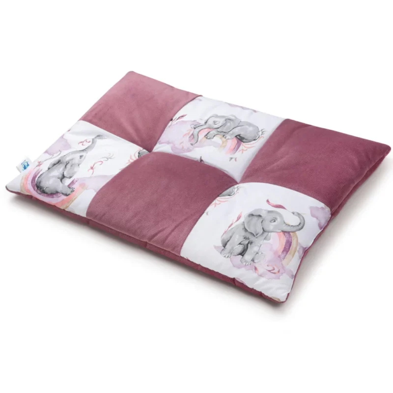 Płaska poduszka patchwork 60×40 - Eledreams Pink z velvetem