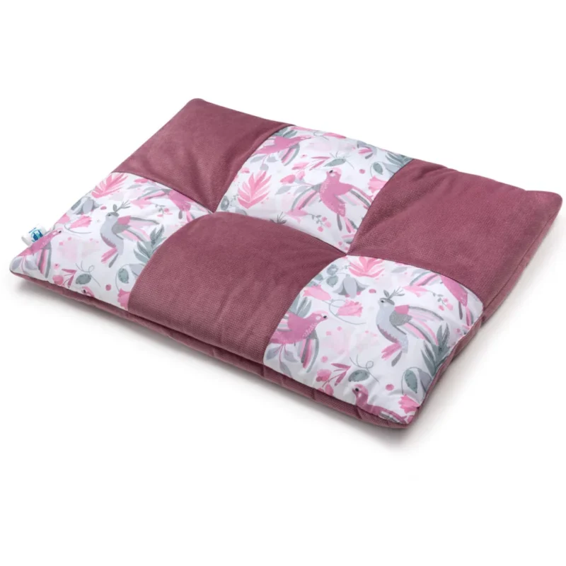 Płaska poduszka patchwork 60×40 - Hummingbird z velvetem old rosa