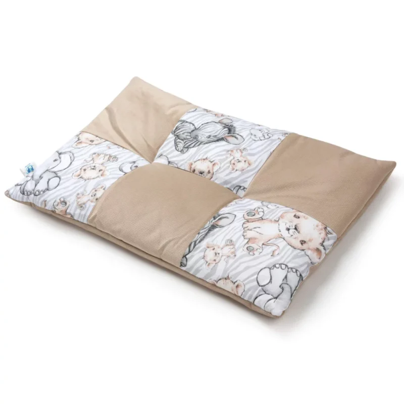 Płaska poduszka patchwork 60×40 - Safari z velvetem cappucino