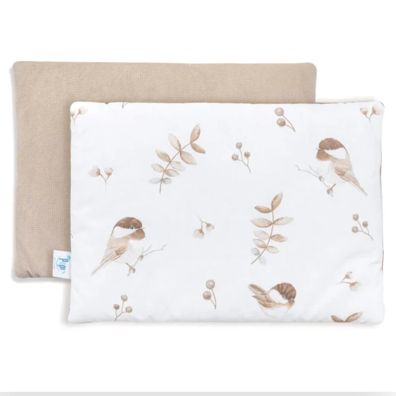 Poduszka płaska 25×35 -Lovely Bird cappucino - bawełna/velvet