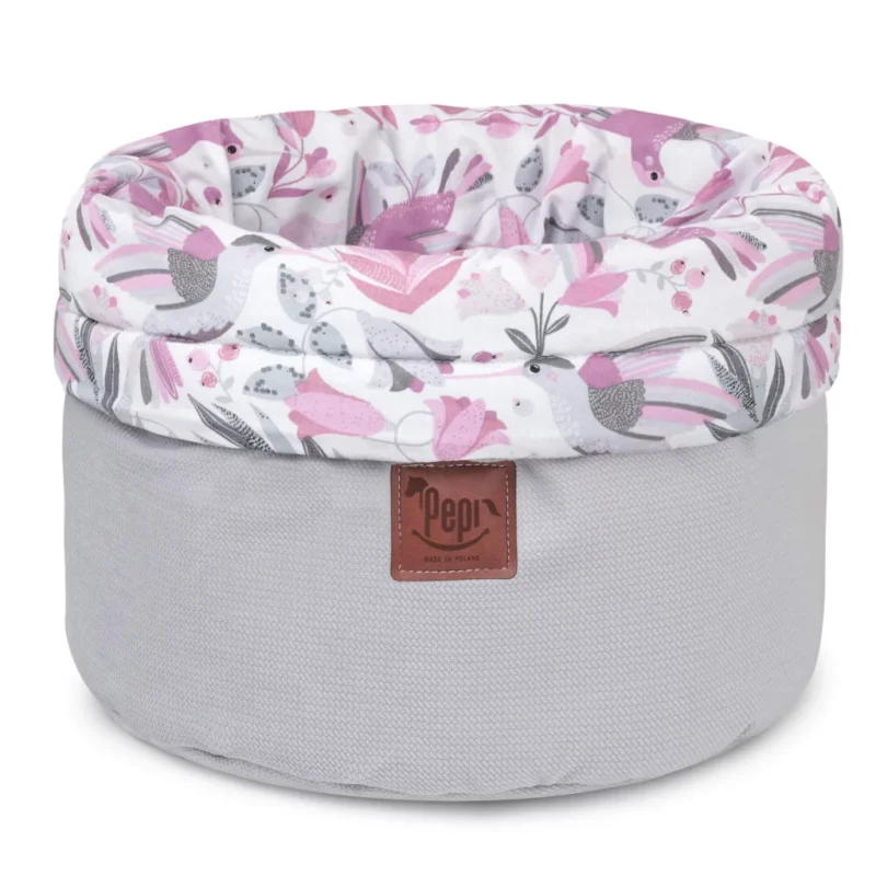 Koszyk Pojemnik z Materiału na Akcesoria dla Niemowlaka Hummingbird z velvetem grey